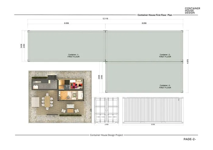 Container House first floor plan drawing